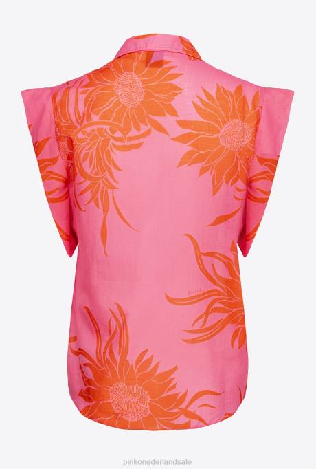 blouses | L488243 blouse met grote bedrukte bloemen Pinko roze/rood
