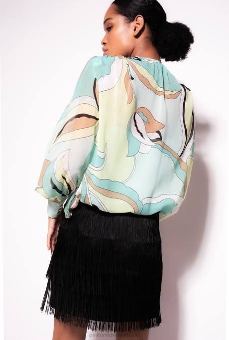 blouses | L488254 voile blouse met bloemenknopjesprint Pinko veelkleurig - aquagroen/beige