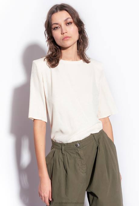 blouses | L488258 jacquardblouse met korte mouwen Pinko roze rook wit