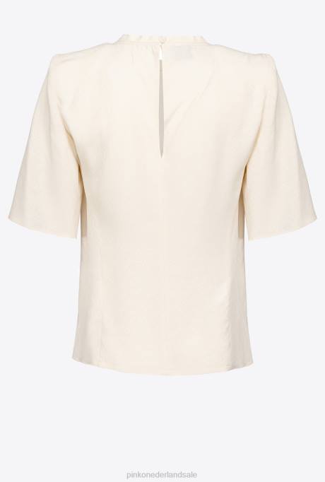 blouses | L488258 jacquardblouse met korte mouwen Pinko roze rook wit