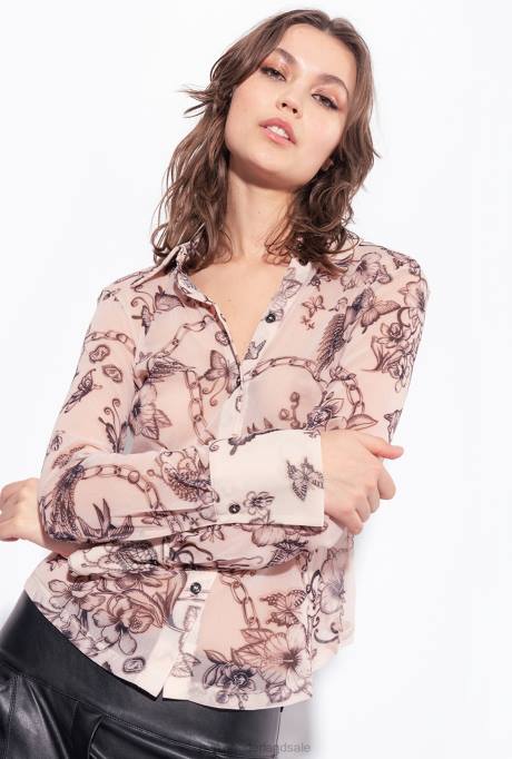 blouses | L488259 Slim-fit overhemd met tatoeageprint Pinko naakt/zwart