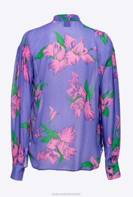 blouses | L488263 Blouse met irisprint en gekruist detail Pinko paars/roze/groen