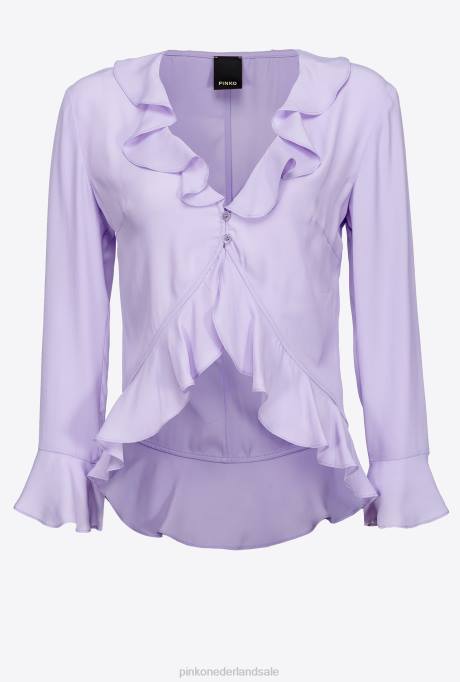 blouses | L488271 korte blouse met ruches Pinko paarse tulp