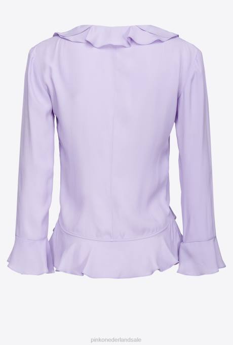 blouses | L488271 korte blouse met ruches Pinko paarse tulp