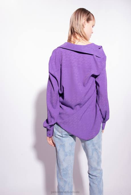 blouses | L488273 overhemd van jacquard met logo Pinko lavendel lila
