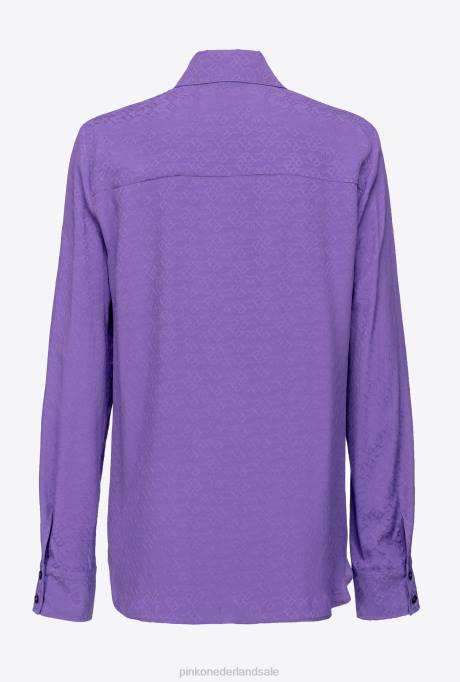 blouses | L488273 overhemd van jacquard met logo Pinko lavendel lila