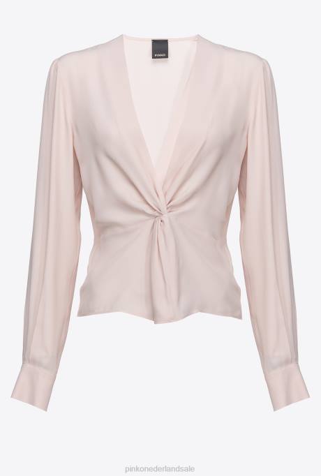 blouses | L488285 zijden blouse met twist detail Pinko perzik parfait roos