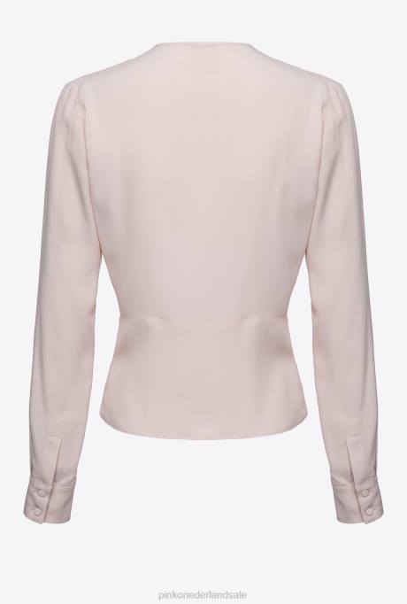 blouses | L488285 zijden blouse met twist detail Pinko perzik parfait roos