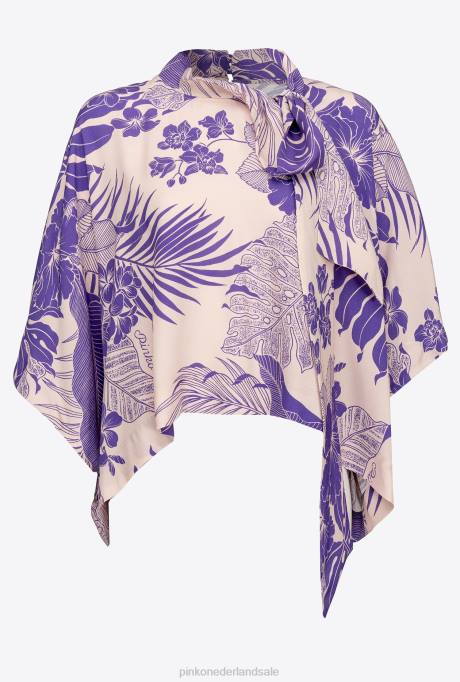 blouses | L488294 blouse met cape-effect en tropische print Pinko nude/paars