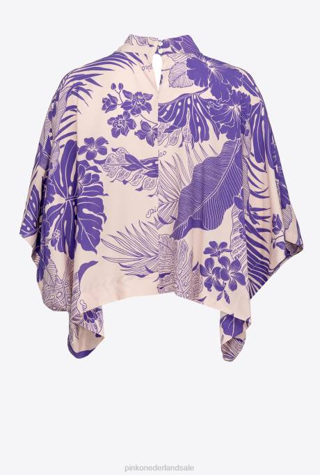 blouses | L488294 blouse met cape-effect en tropische print Pinko nude/paars