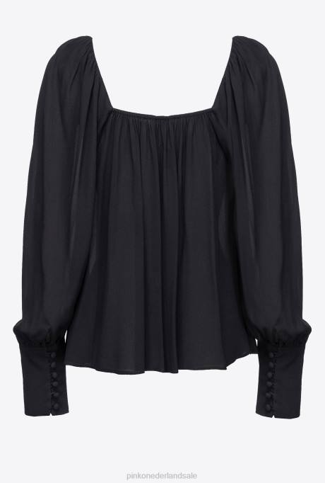 blouses | L488305 blouse met hartvormige hals Pinko limousine zwart