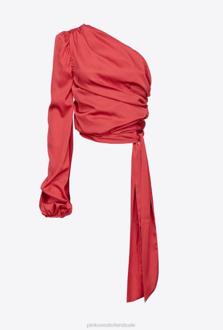 bovenaan | L488246 satijnen topje met één schouder Pinko chili rood
