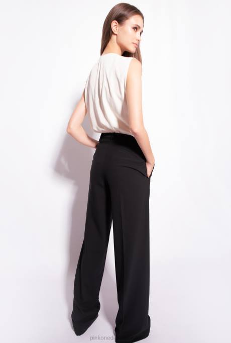 bovenaan | L488307 jacquard bodysuit met overslag Pinko roze rook wit