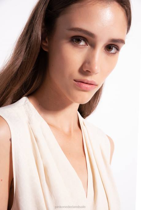 bovenaan | L488307 jacquard bodysuit met overslag Pinko roze rook wit