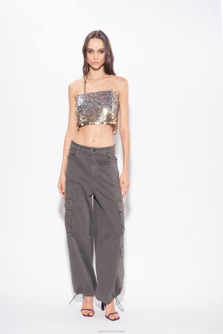 bovenaan | L488317 crop top met pailletten en fade-effect Pinko goud Zilver