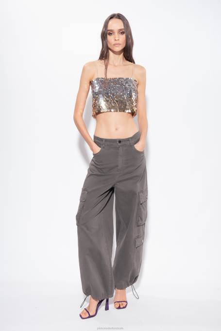 bovenaan | L488317 crop top met pailletten en fade-effect Pinko goud Zilver