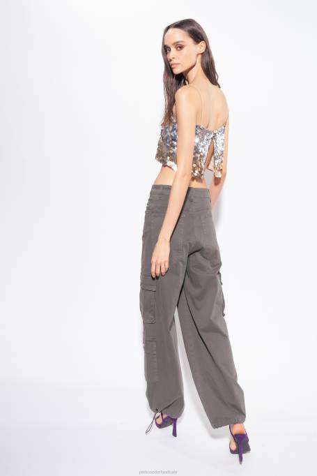 bovenaan | L488317 crop top met pailletten en fade-effect Pinko goud Zilver