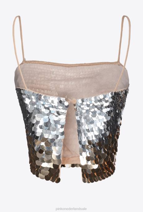 bovenaan | L488317 crop top met pailletten en fade-effect Pinko goud Zilver