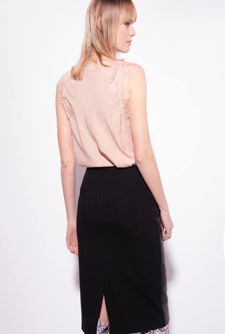 bovenaan | L488327 jacquard top met logo en kant Pinko naakt - roos