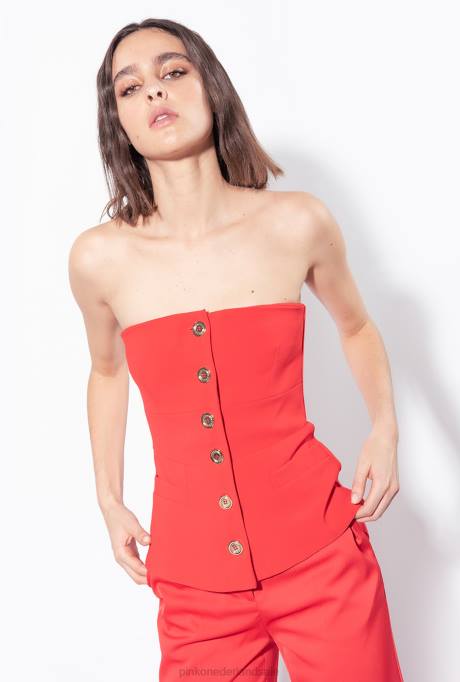 bovenaan | L488333 mouwloze top met knopen Pinko formule1 rood