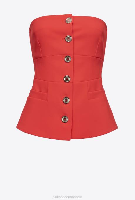 bovenaan | L488333 mouwloze top met knopen Pinko formule1 rood