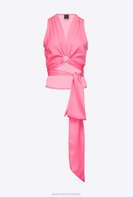 bovenaan | L488338 vloeiende top met sjerp riem Pinko fuchsia - post-it