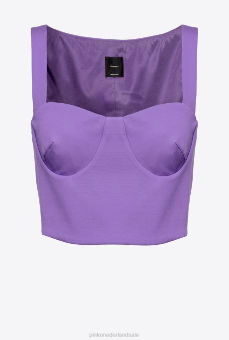 bovenaan | L488347 crop top met scuba-effect Pinko lavendel lila