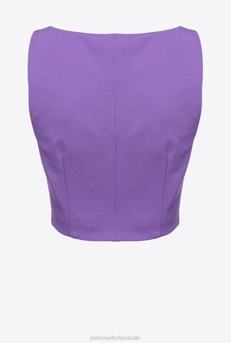 bovenaan | L488347 crop top met scuba-effect Pinko lavendel lila