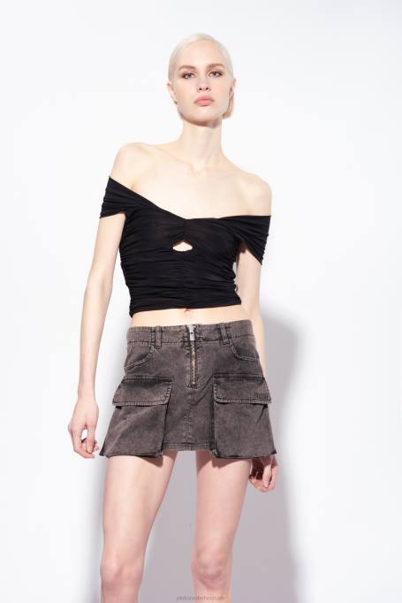 bovenaan | L488348 vloeiende jersey off-shoulder top Pinko limousine zwart