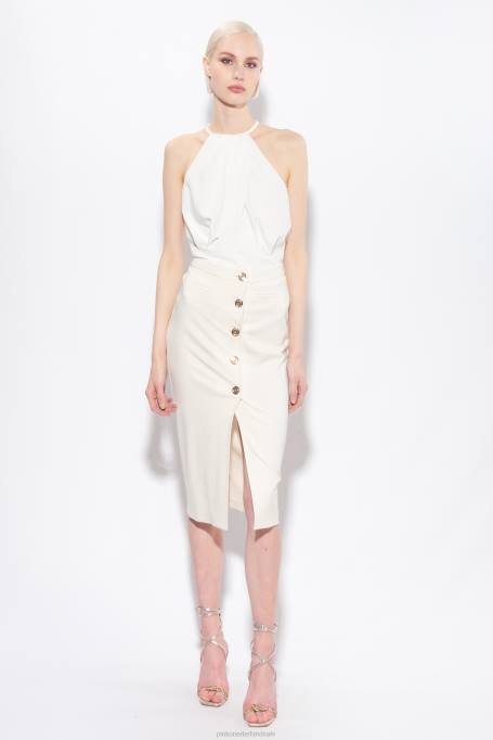 bovenaan | L488355 vloeiende crêpe crop top Pinko zijde wit