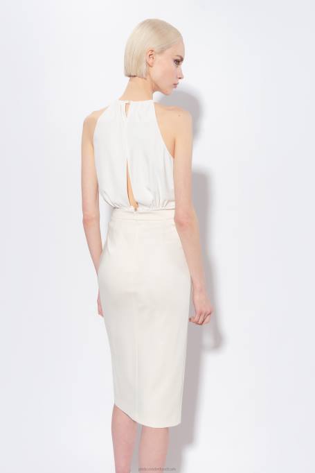 bovenaan | L488355 vloeiende crêpe crop top Pinko zijde wit