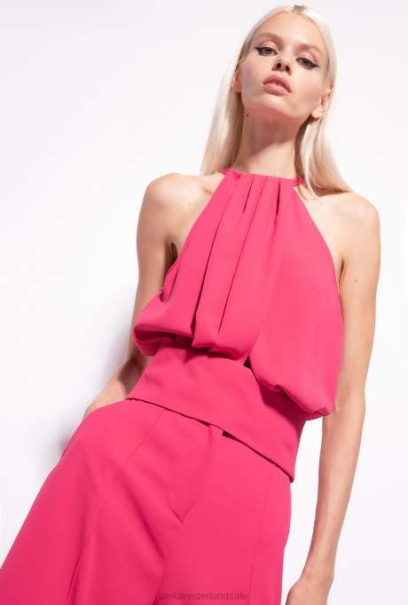 bovenaan | L488356 vloeiende crêpe crop top Pinko frambozen rood