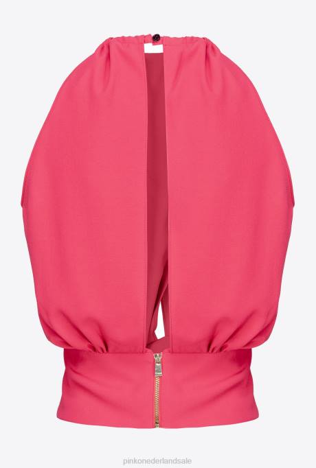 bovenaan | L488356 vloeiende crêpe crop top Pinko frambozen rood