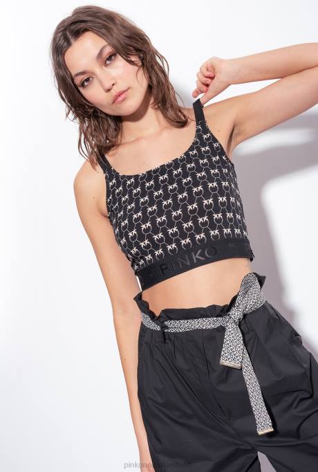 bovenaan | L488369 monogram bovenkant Pinko zwart/crème