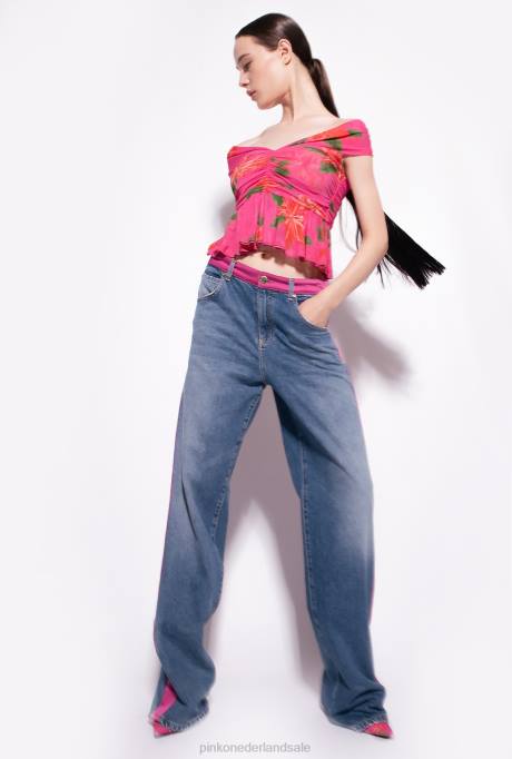 bovenaan | L488370 topje met bloemenprint Pinko multi fuchsia/rood