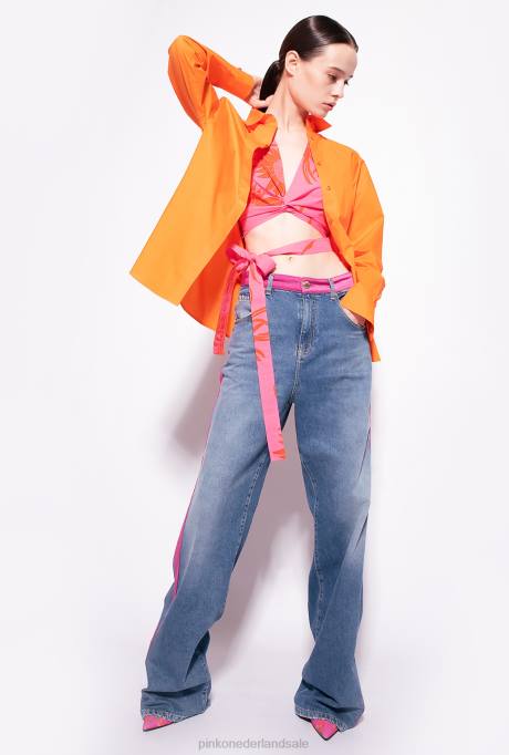 bovenaan | L488371 top met sjerp en grote bedrukte bloemen Pinko roze/rood