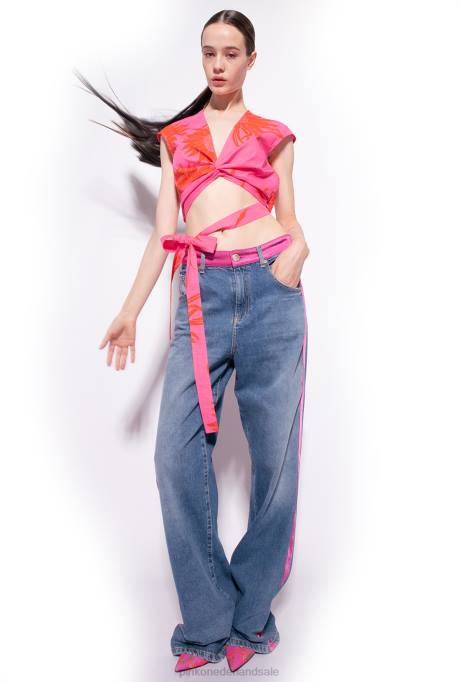 bovenaan | L488371 top met sjerp en grote bedrukte bloemen Pinko roze/rood