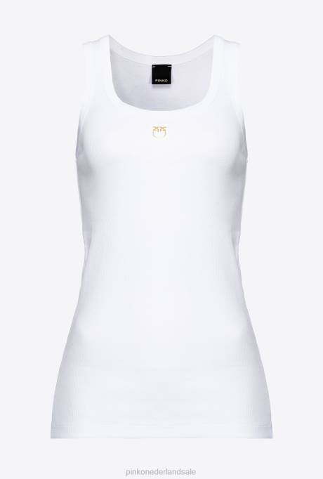 bovenaan | L488374 tanktop met geborduurd liefdesvogeltje Pinko Helder wit