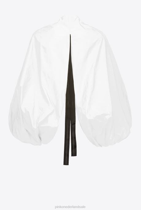 bovenaan | L488383 schouderophalen van tafzijde met ballonmouwen Pinko gebroken wit