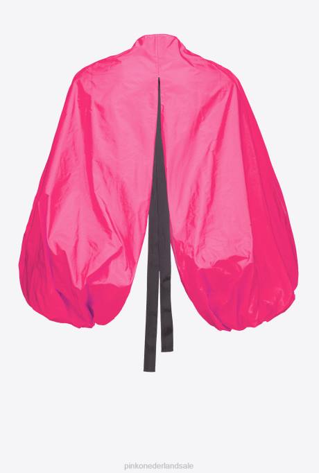 bovenaan | L488384 schouderophalen van tafzijde met ballonmouwen Pinko fuchsia paars