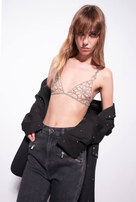 bovenaan | L488389 juweel beha topje Pinko nikkel/kristal