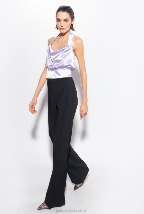 bovenaan | L488405 satijnen top met open rug Pinko lila - lichte sorbet