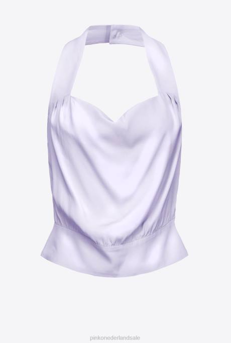 bovenaan | L488405 satijnen top met open rug Pinko lila - lichte sorbet