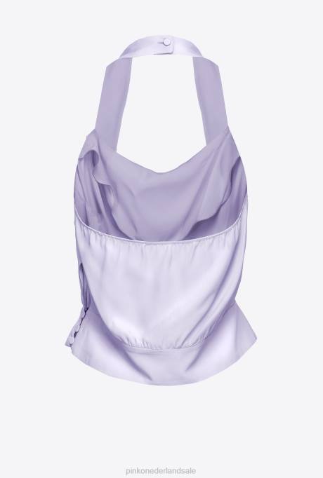 bovenaan | L488405 satijnen top met open rug Pinko lila - lichte sorbet