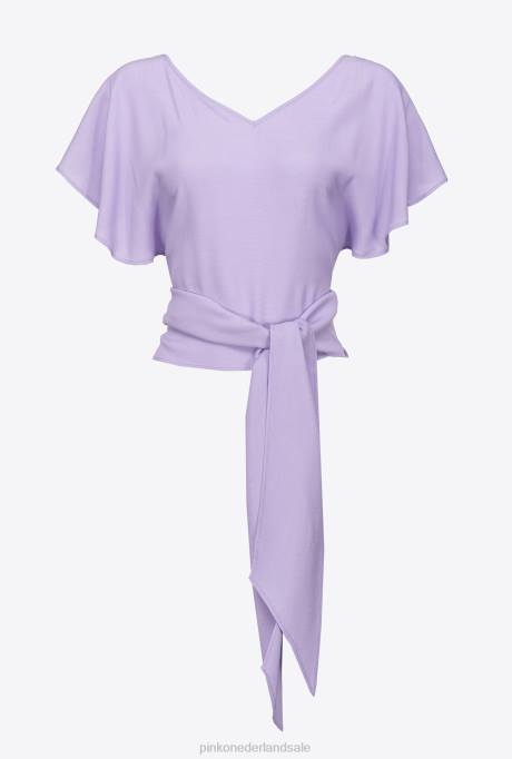 bovenaan | L488406 crêpe marocain top met sjerp Pinko paarse tulp