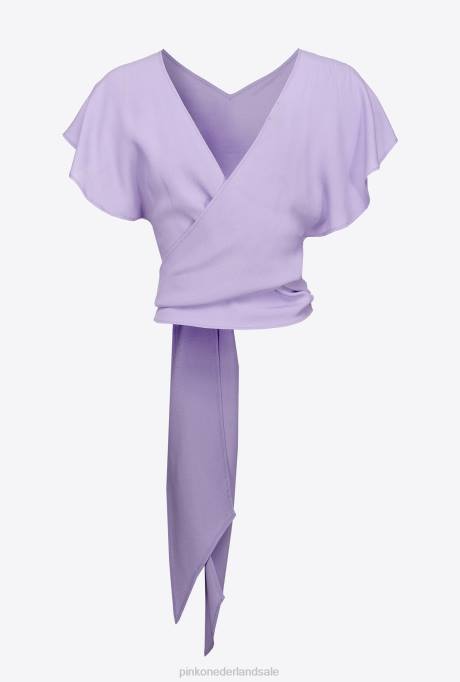 bovenaan | L488406 crêpe marocain top met sjerp Pinko paarse tulp