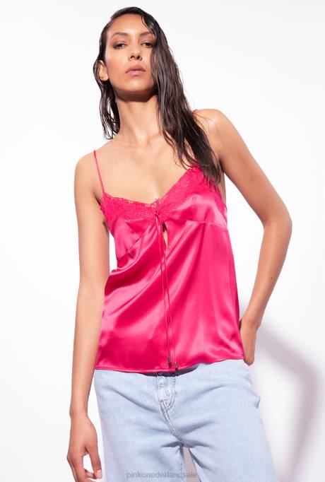 bovenaan | L488424 kanten lingerietopje Pinko roodachtig roze