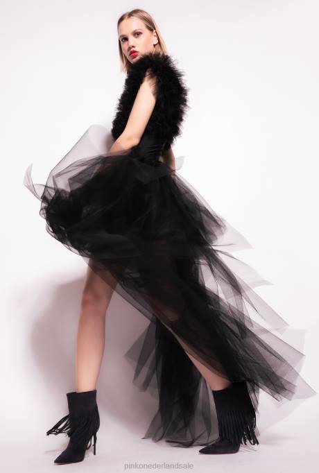 bovenaan | L488437 rompertje met bandjes van tule Pinko limousine zwart