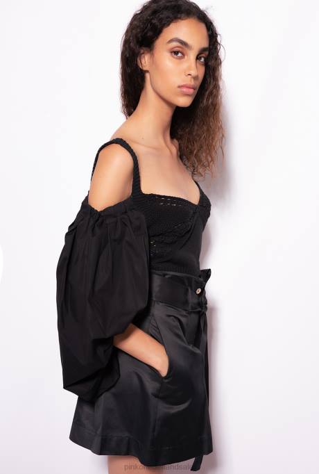 bovenaan | L488440 top van tricot en popeline Pinko limousine zwart