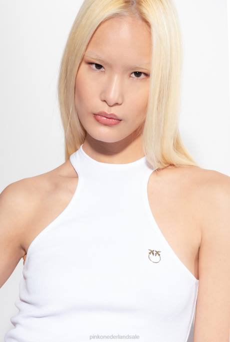 bovenaan | L488443 geribbeld hemdje Pinko Helder wit